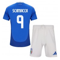 Echipament fotbal Italia Gianluca Scamacca #9 Tricou Acasa European 2024 pentru copii maneca scurta (+ Pantaloni scurti)